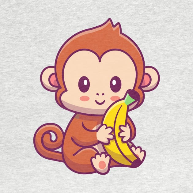 Cute Monkey Holding Banana Cartoon by Catalyst Labs